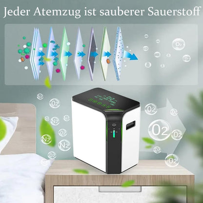 zuurstofconcentrator 1-7L/min verstelbare draagbare zuurstofgenerator zuurstofmachine 93% hoge zuiverheid voor thuis voor ouderen of zwangere vrouwen