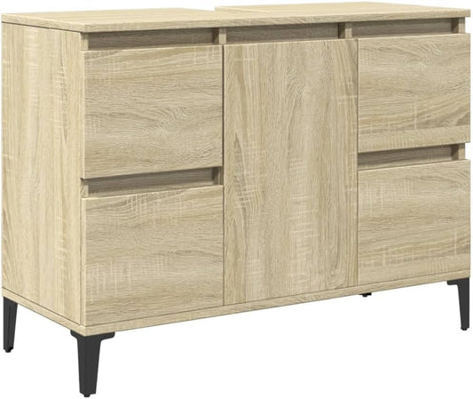 vidaXL Washbasin cabinet 80x33x60 cm carved wood sonoma oak-coloured, bathroom sink cabinet, basin cabinet, bathroom cabinet, washbasin cabinet, bathroom cabinet