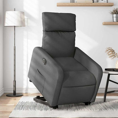 Relaxstoel Met opstahulp – Elektrische Relaxstoel – TV-stoel – Ligstoel – Elektrische Relaxfauteuil – Donkergrijs – Ademend Stof – Elektrisch Kantelsysteem tot 135°