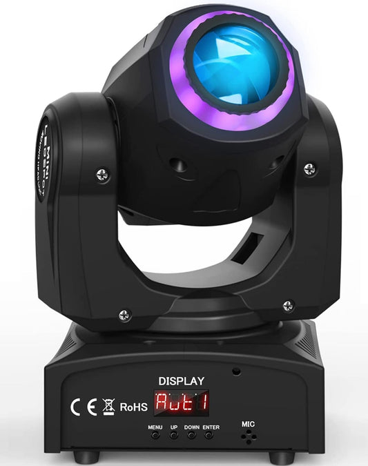 UKing 50W LED Moving Head,Disco Stage Light with 8 Patterns 8 Colors Gobo Spotlight, 10/12 Channels, LED Light Effects for Bar Club Show - QUORE