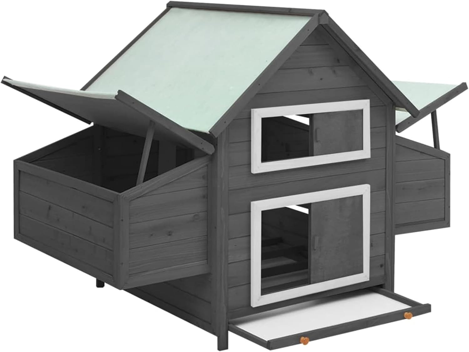 BaraSh Chicken Coop Grey and White 152 x 96 x 110 cm Solid Spruce Chicken Coop and Cages Chicken Coop for Outdoor Chickens (SPU: 171460) - QUORE