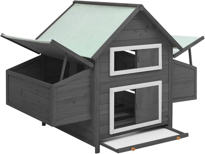 BaraSh Chicken Coop Grey and White 152 x 96 x 110 cm Solid Spruce Chicken Coop and Cages Chicken Coop for Outdoor Chickens (SPU: 171460) - QUORE