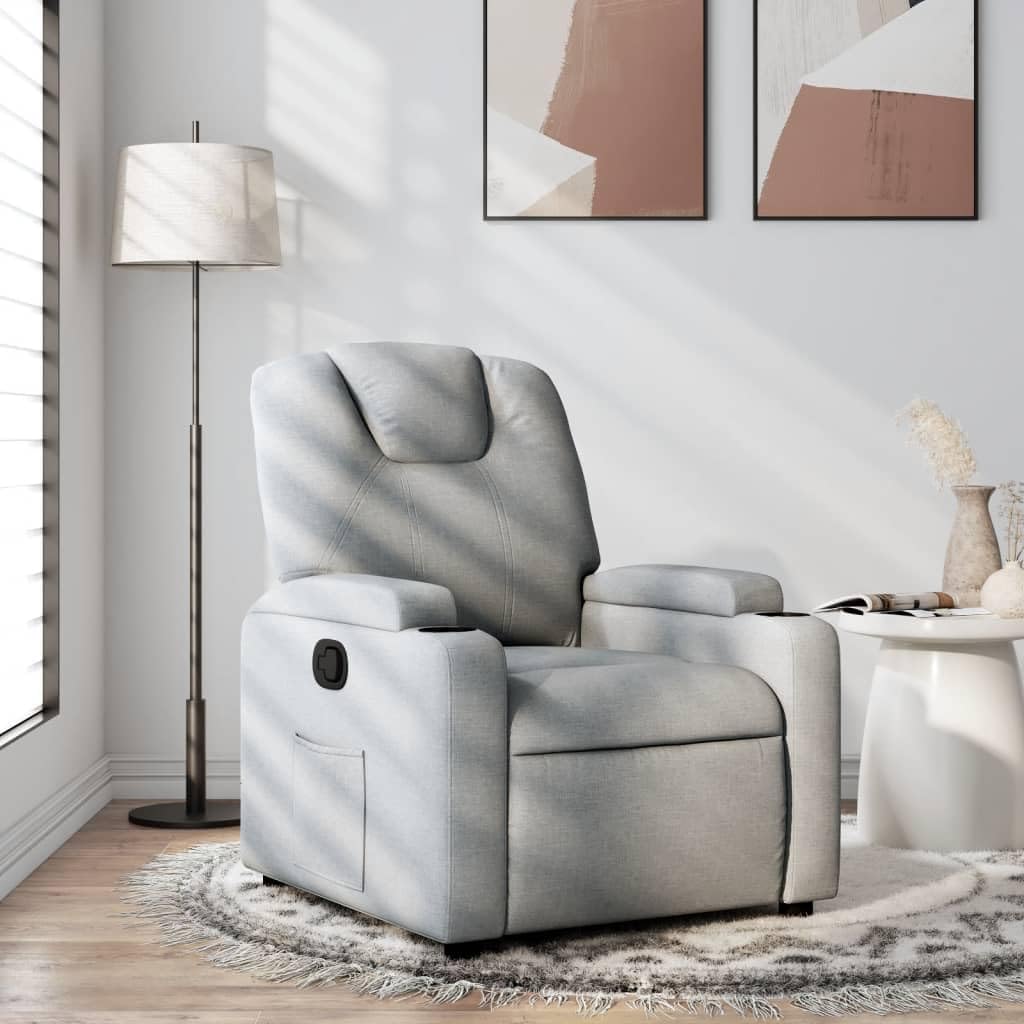 vidaXL Adjustable Chair, Recliner Chair with Backrest, Seat with Padded Armrests, Living Room, Modern, Light Grey, Fabric - QUORE