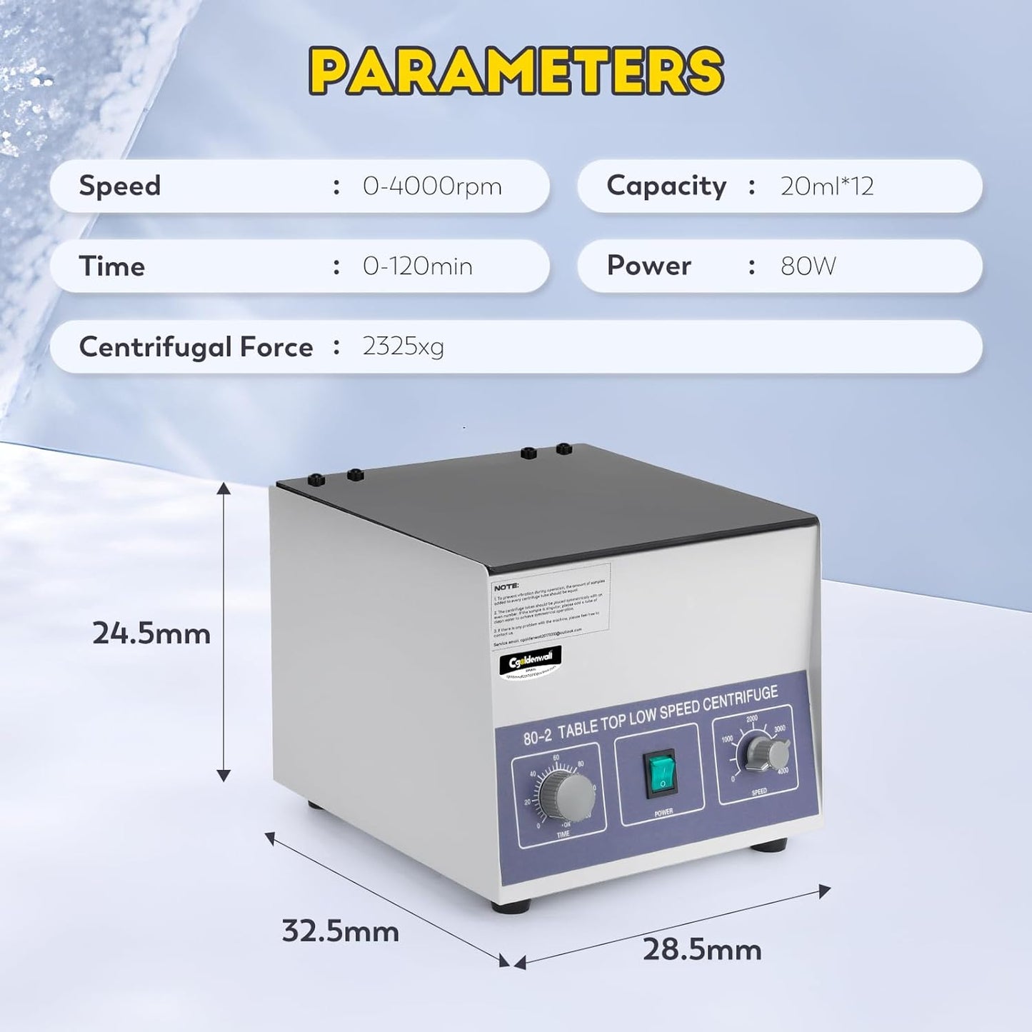 Laboratoriumcentrifuge – Centrifuge – Medische Centrifuge – Laboratoriumsapcentrifuge – Monstercentrifuge 12 x 20 ml – Instelbare Snelheid Tot 4000 rpm – Timer 0-120 Minuten