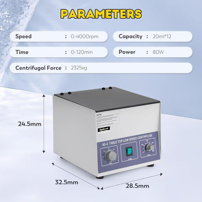 Laboratoriumcentrifuge – Centrifuge – Medische Centrifuge – Laboratoriumsapcentrifuge – Monstercentrifuge 12 x 20 ml – Instelbare Snelheid Tot 4000 rpm – Timer 0-120 Minuten