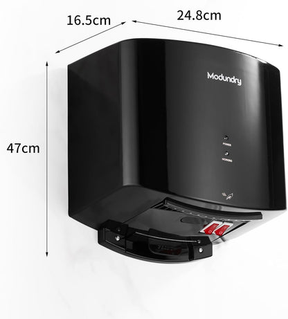 Compacte handdroger, automatische elektrische handdroger voor wandmontage voor commercieel en thuisgebruik, badkamertoilet, zwart
