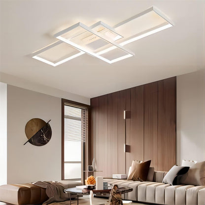 LED Plafondlamp, Moderne LED-Plafondlamp Wit 110cm met Afstandsbediening, Dimbaar Geometrisch Design Smart Lampen Woonkamer Plafond, Plafondverlichting voor Kantoor, Keuken, Slaapkamer