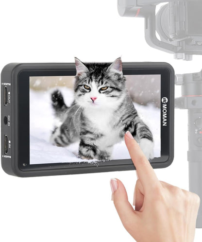 Op Camera Field Monitor 5.5 inch, MOMAN M5 Touchscreen DSLR Monitor 500 nits 1920 * 1080 Full HD met 3D LUTs/HDR/4K HDMI Input Output voor DSLR Spiegelloze Camera's Gimbal Stabilizer Canon Sony Nikon