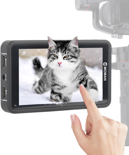 Op Camera Field Monitor 5.5 inch, MOMAN M5 Touchscreen DSLR Monitor 500 nits 1920 * 1080 Full HD met 3D LUTs/HDR/4K HDMI Input Output voor DSLR Spiegelloze Camera's Gimbal Stabilizer Canon Sony Nikon