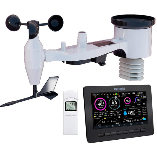 Ecowitt HP2551 Draadloos wifi-weerstation, digitale weersvoorspelling met TFT-scherm, regenmeter, anemometer, zonnestraling, zonne-energie, ecosysteempoort