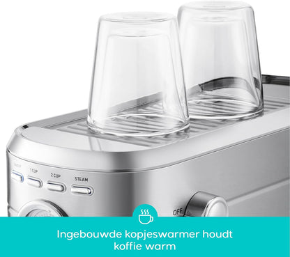 CASABREWS 5418 Espressomachine 20 Bar met Professionele Melkopschuimer voor Thuis Kleine Keuken Huishoudens Latte Cappuccino Espresso Koffiemachine Apparaat Maker,1L Afneembare Waterreservoir,Zilver