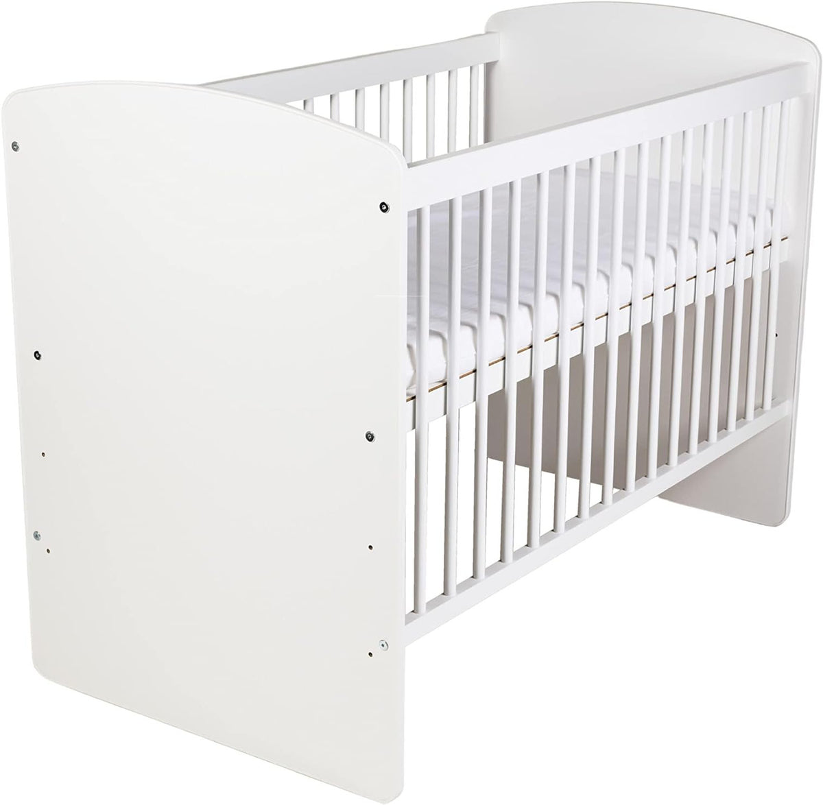 Babybedje – Ledikant – Babybed – Bedje – Reisbedje – Verstelbare Bodem 3 Hoogtes – Massief Dennenhout & MDF – 120x60 cm – Wit Gelakt