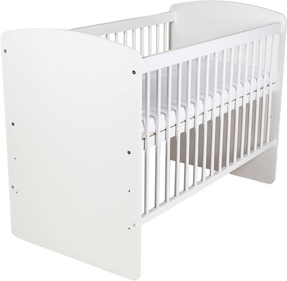 Babybedje – Ledikant – Babybed – Bedje – Reisbedje – Verstelbare Bodem 3 Hoogtes – Massief Dennenhout & MDF – 120x60 cm – Wit Gelakt