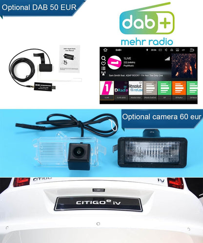 Autoradio met scherm, 9 inch Wireless Carplay Android Auto, GPS-navigatie voor Seat MII e-MII KE KF, Skoda Citigo E-Citigo, VW UP e-Up e-Load Seat Ibiza IV4 IV IV5 IV ST Sportcoupe
