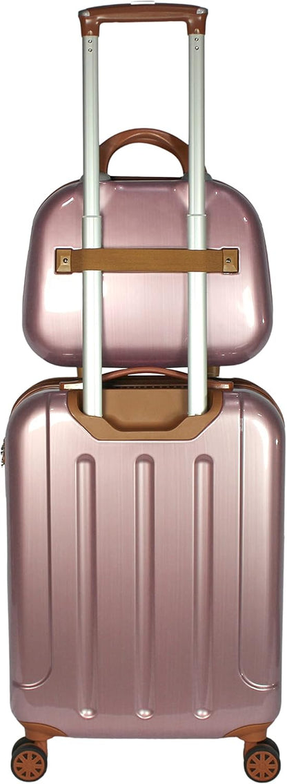 World Traveler Classique 2-Piece Carry-On Lightweight Hardside Polycarbonate Spinner Expandable Luggage Set, Rose Gold, One Size