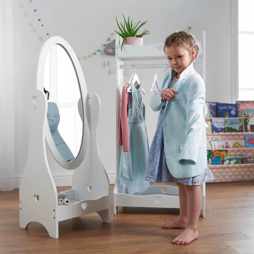 Haus Projekt Verkleedrail wit voor kinderen 3-8 jaar, houten verkleedkast, slaapkamermeubel, handgemaakte meisjesaankleedstang, babykamermeubel, kerstcadeau
