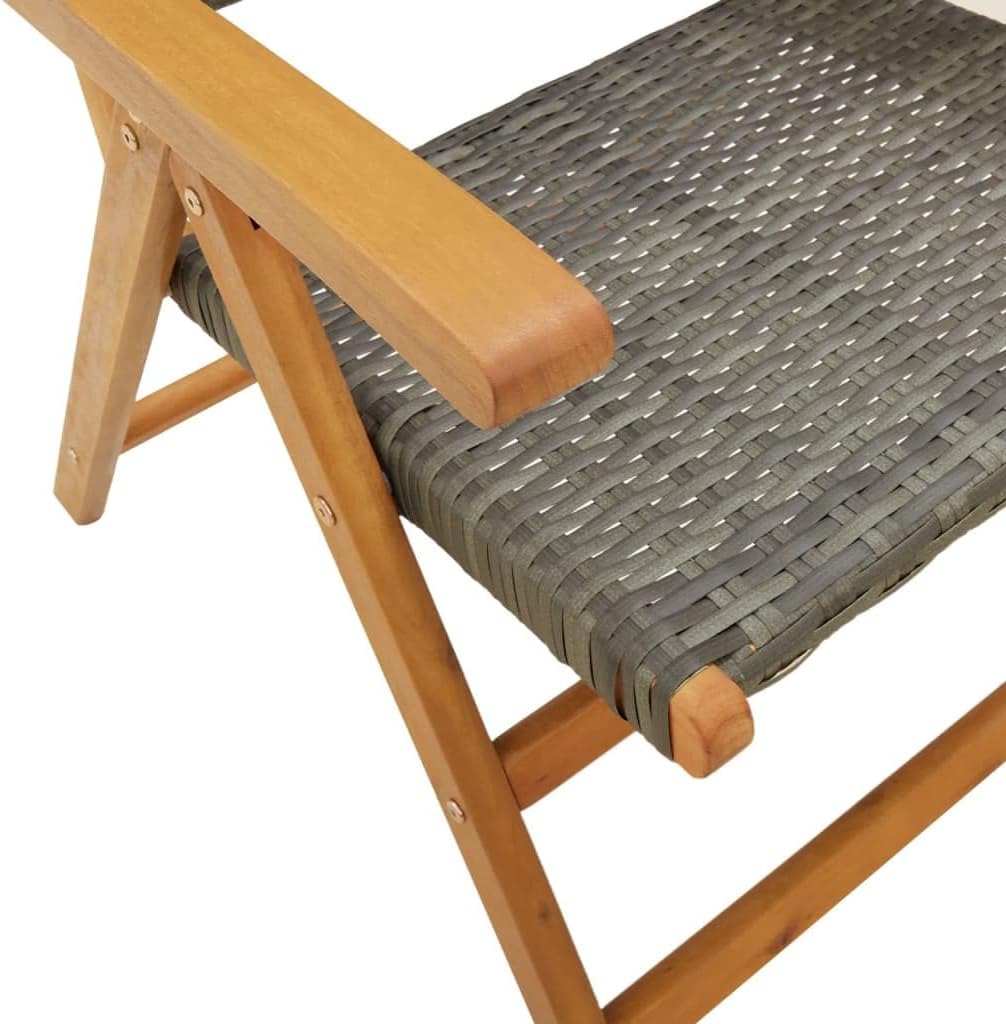8 stuks tuinstoelen van rotan, polyethyleen, massief hout, grijs, met verstelbare functie en robuuste structuur voor buiten, duurzaam en comfortabel - QUORE