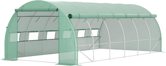 Tuinkas – Kasje – Serre – Groentekas – Kas – 18 m² – Gegalvaniseerd Stalen Frame – UV-bestendige PE Folie - QUORE