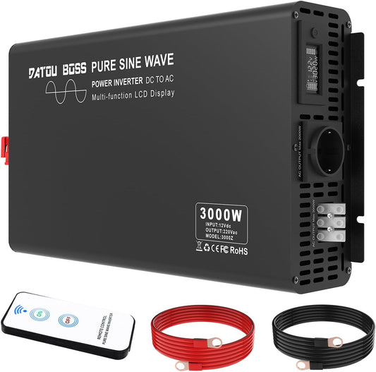 Omvormer 12V Naar 230V – Spanningsomvormer – Sinusomvormer – Inverter – Spanningsconverter – Zuivere Sinus – 3000W Continu / 6000W Piekvermogen