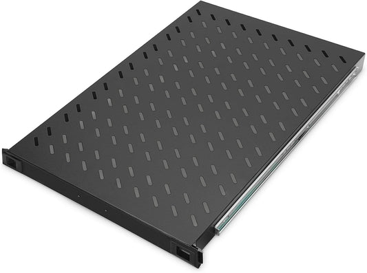 DIGITUS Uittrekbaar legbord - 19-inch - 1U - Voor- en achterbevestiging - Draagvermogen 65 kg - Voor netwerk- en serverkasten - Vanaf 1000 mm kastdiepte - Zwart