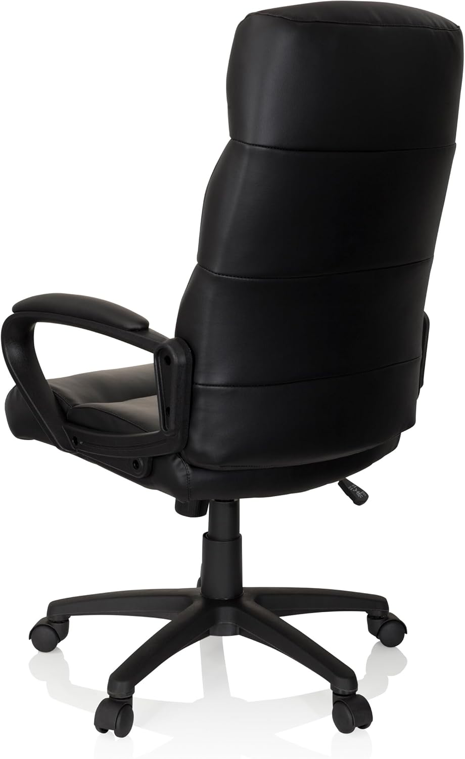 hjh OFFICE Futura 100 738113 directiestoel van kunstleer, zwart, draaistoel met wielen en kantelfunctie, in hoogte verstelbaar