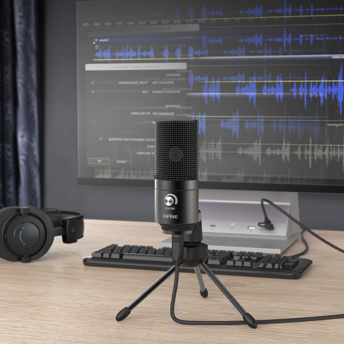 USB-Microfoon Zwart – Condensatormicrofoon – Studio Opnamemicrofoon – Streamingmicrofoon – Podcastmicrofoon – Plug & Play Via USB – Cardioïde Opnamepatroon
