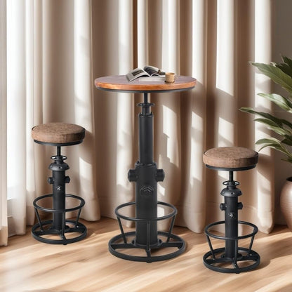 Industriële barkrukken-Swivel Pu Seat-Vintage Kitchen Island Kruk-Counter Bar Hoogte Verstelbaar 25-31 "Voetsteun