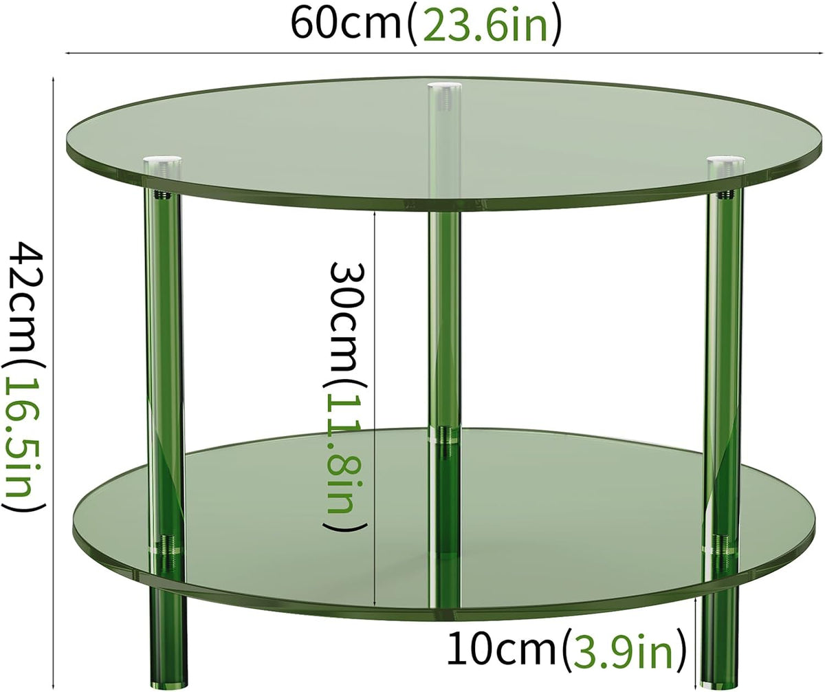 Acrylic Coffee Table, Small Round Modern Coffee Table for Living Room (Green)