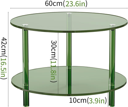 Acrylic Coffee Table, Small Round Modern Coffee Table for Living Room (Green)