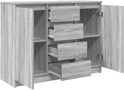 Sideboard – Dressoir – Opbergkast – Halmeubel – Buffetkast – Grijs Sonoma – Stevig Bewerkt Hout – Ruime Opbergruimte Met Laden En Deuren