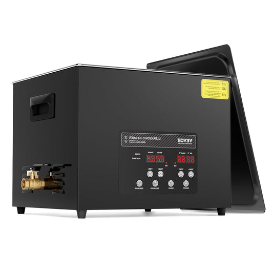 Ultrasone Reiniger – Ultrasoon Reinigingsapparaat – Elektrische Sieradenreiniger – Brilcleaner – Industriële Reinigingsmachine – 15 Liter Inhoud – 40 kHz Met Digitale Timer - QUORE