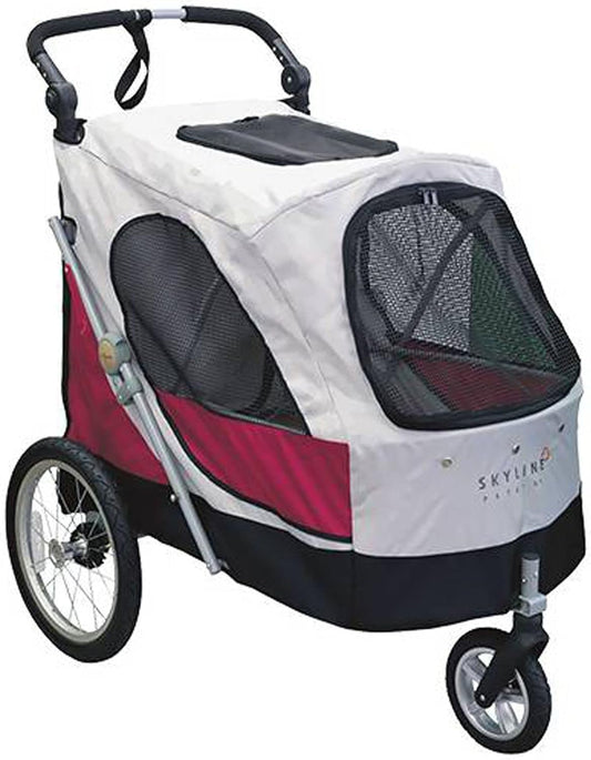 Pettio Wandelwagen Aventura-XL Grijs-Rood Honden Onder 45 kg