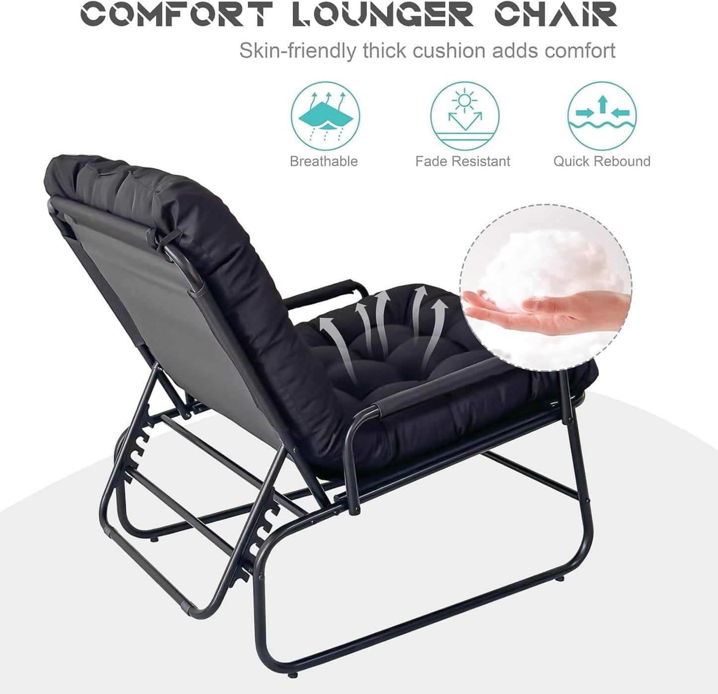 Loungestoel – Tuinstoel – Balkonstoel – Relaxstoel – Ligstoel – Verstelbare Rugleuning in 5 Standen – Inclusief Kruk en Afneembaar Kussen – Bruin