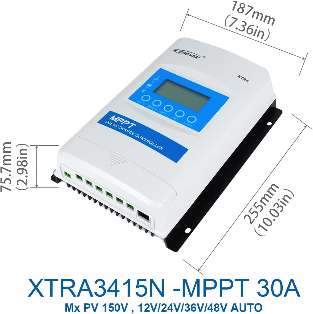 EPEVER MPPT XTRA3415N Auto-laadregelaar, 30A, 12V, 24V, 36V, 48V, zonnepanelen, Max PV 150 V Common Negative Ground Solar laadregelaar, led & lcd-display voor loodzuur, lithium, gebruiker