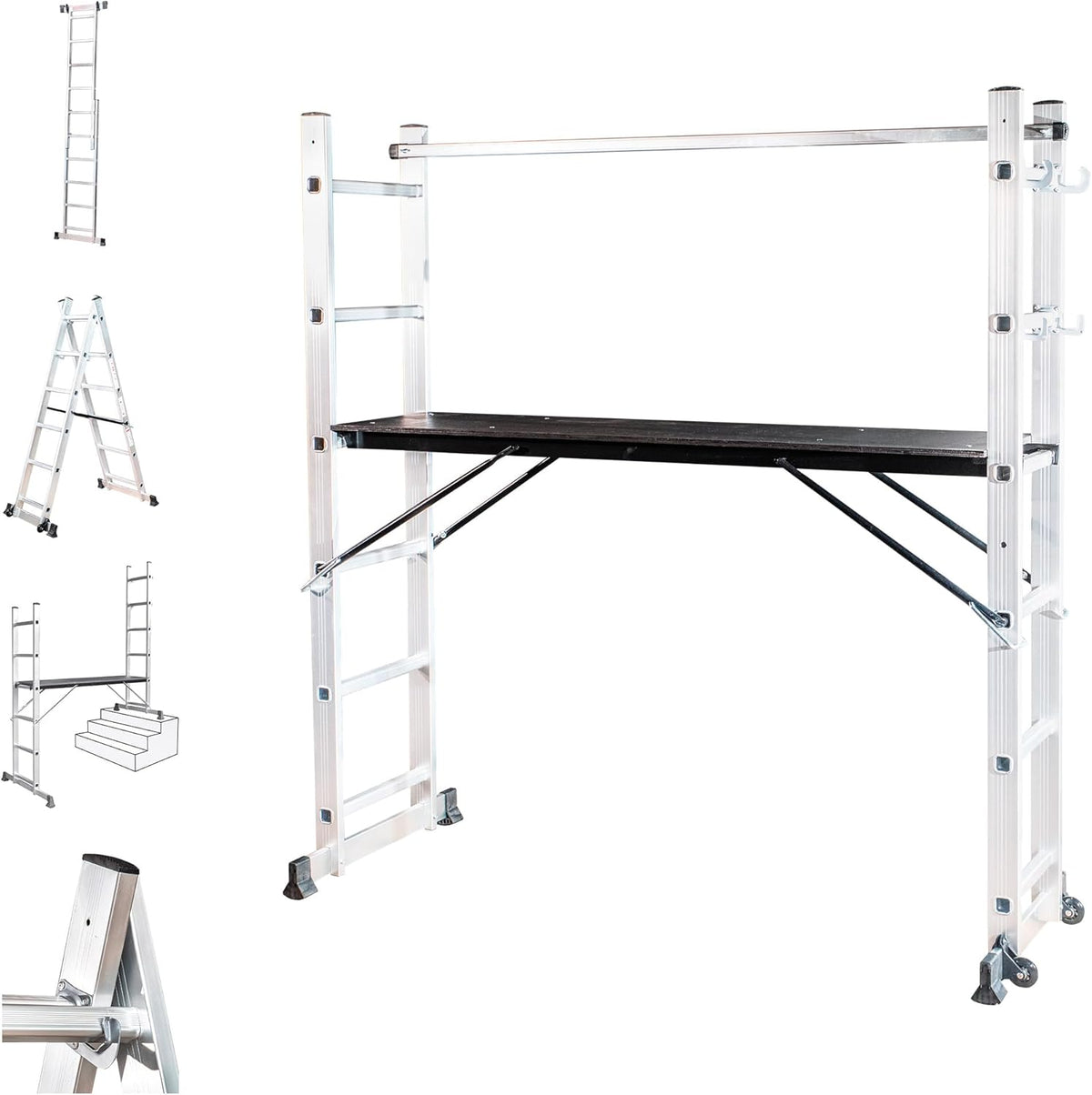 Scaffoldax2x6, multifunctionele vouwladder met platform