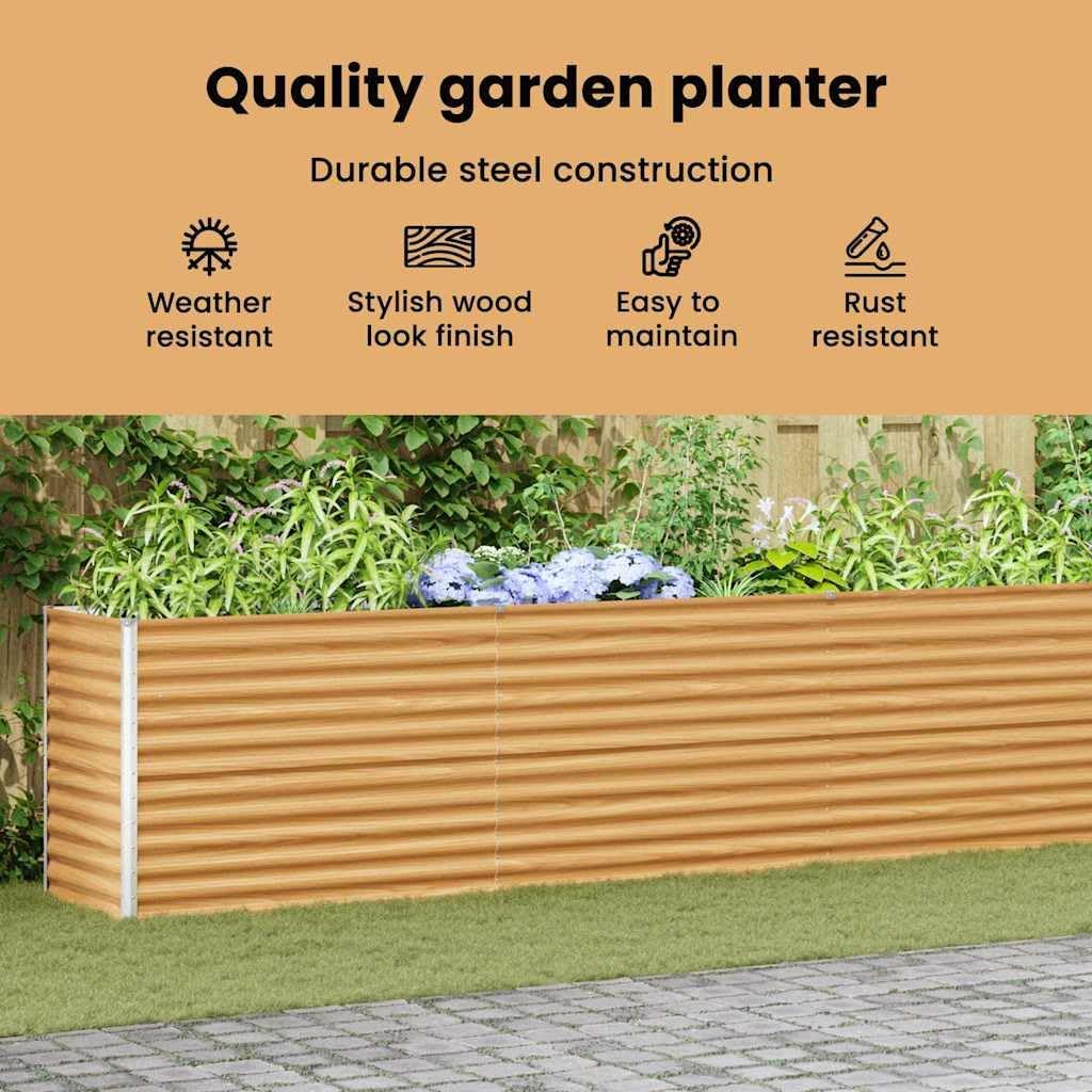 vidaXL Raised Planter 582 x 50 x 68 cm Galvanized Steel, Garden and Patio, Industrial Design, Durable Materials and Modern Styles for Outdoor Spaces, 2 Versatile Uses - QUORE