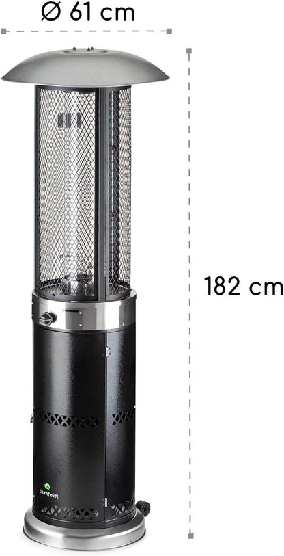 Blumfeldt Verwarming paddenstoel gas voor terras, tuin en balkon, terrasverwarming met 360° vlammenzicht, outdoor gasverwarming, elektrische ontsteking, wieltjes