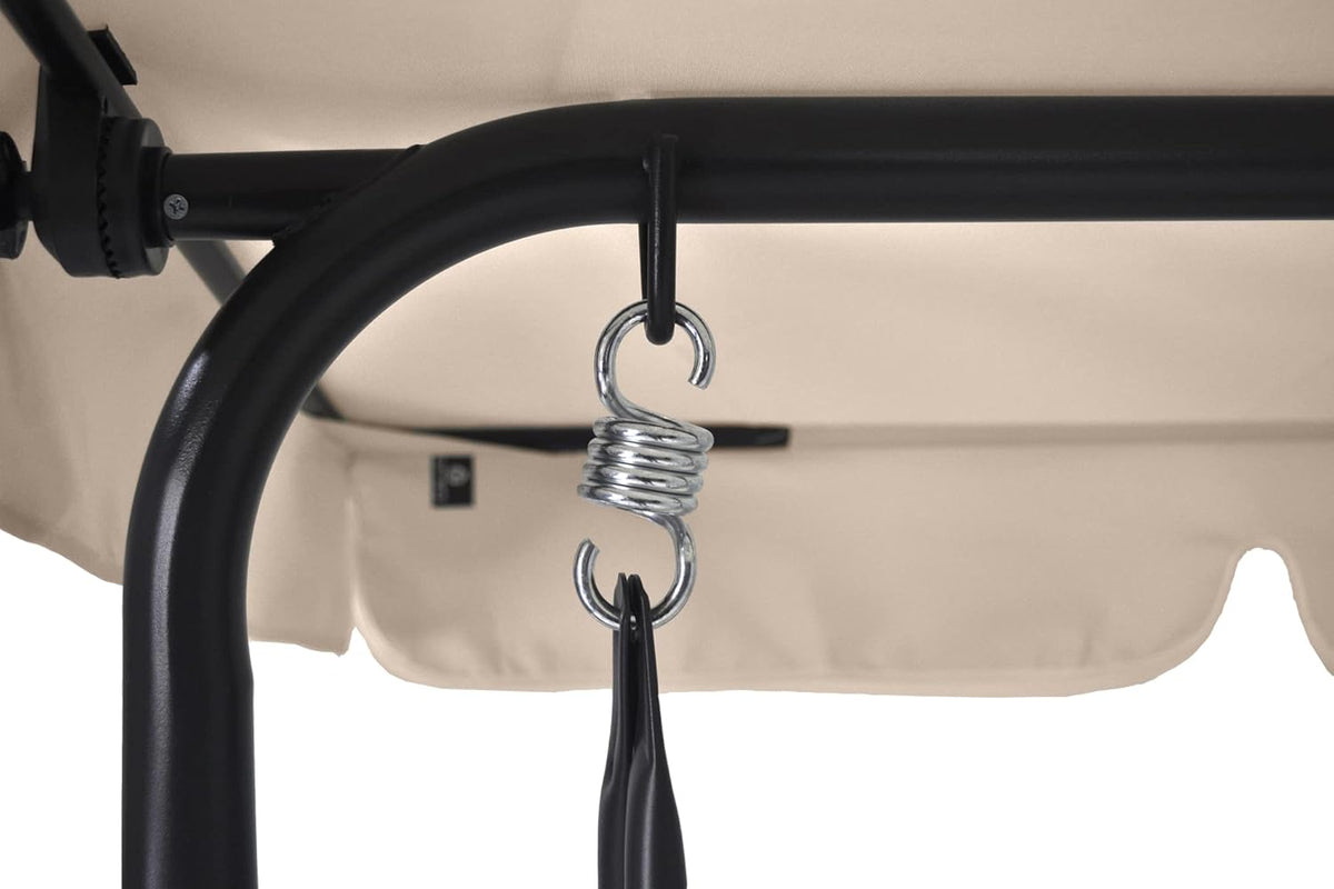 GARDENIA 3 Seater Garden Swing with Sun Canopy, Adjustable Tilt, Beige