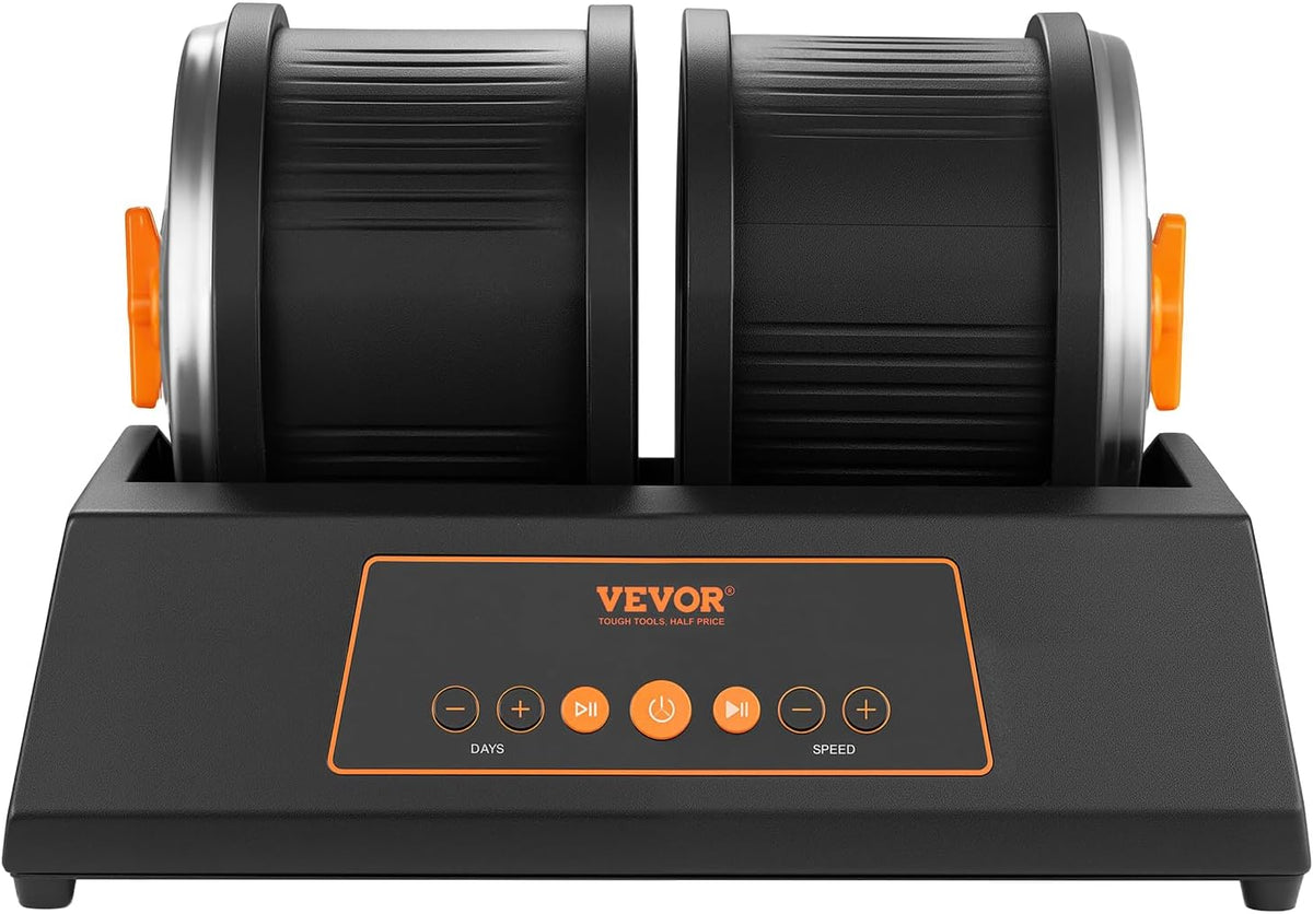 VEVOR Stenen Polijstvat 3,6 kg Capaciteit 4 Speed Stenen Polijstmachine 9 Dagen Timer Dubbele Vat met Adapter voor Pro's en Amateurs Werkplaats DIY