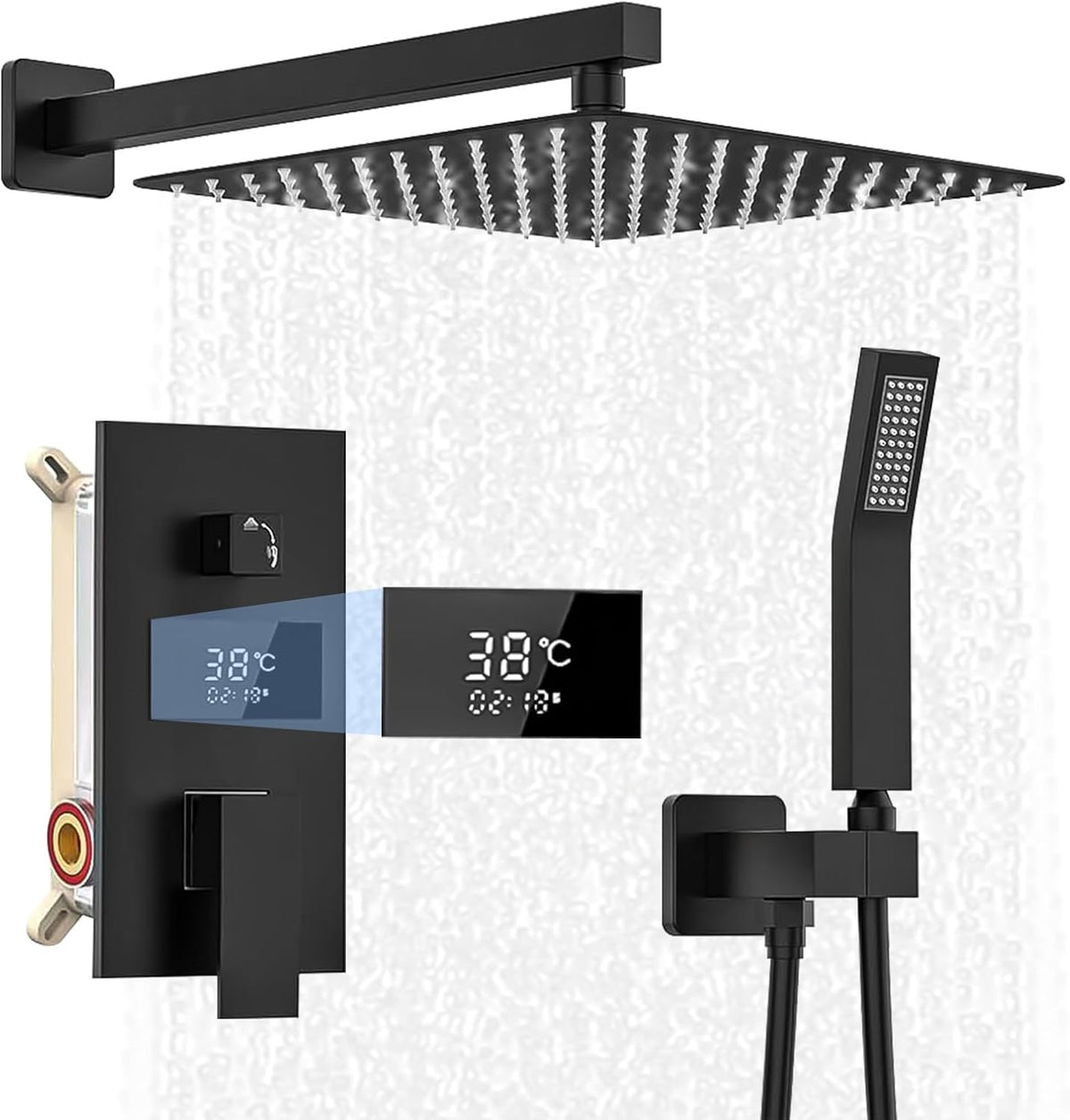 Douchepaneel – Douchekolom – Regendouche – Massagejets – Handdouche – 6 Functies – Roestvrij Staal – Digitaal Temperatuurdisplay