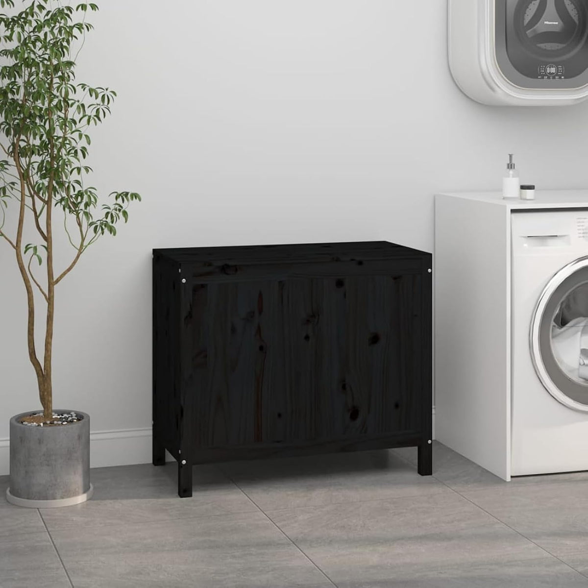 Wasmand – Wäschekorb – Wascheimer – Laundry Basket – Linnenmand – Massief Dennenhout – Twee Compartimenten – Gasveer Deksel