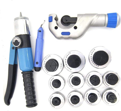 KATSU Hydraulische Pijp Expander Gereedschapset + 11 verschillende Expander Heads + Buissnijder + Ontbraamgereedschap