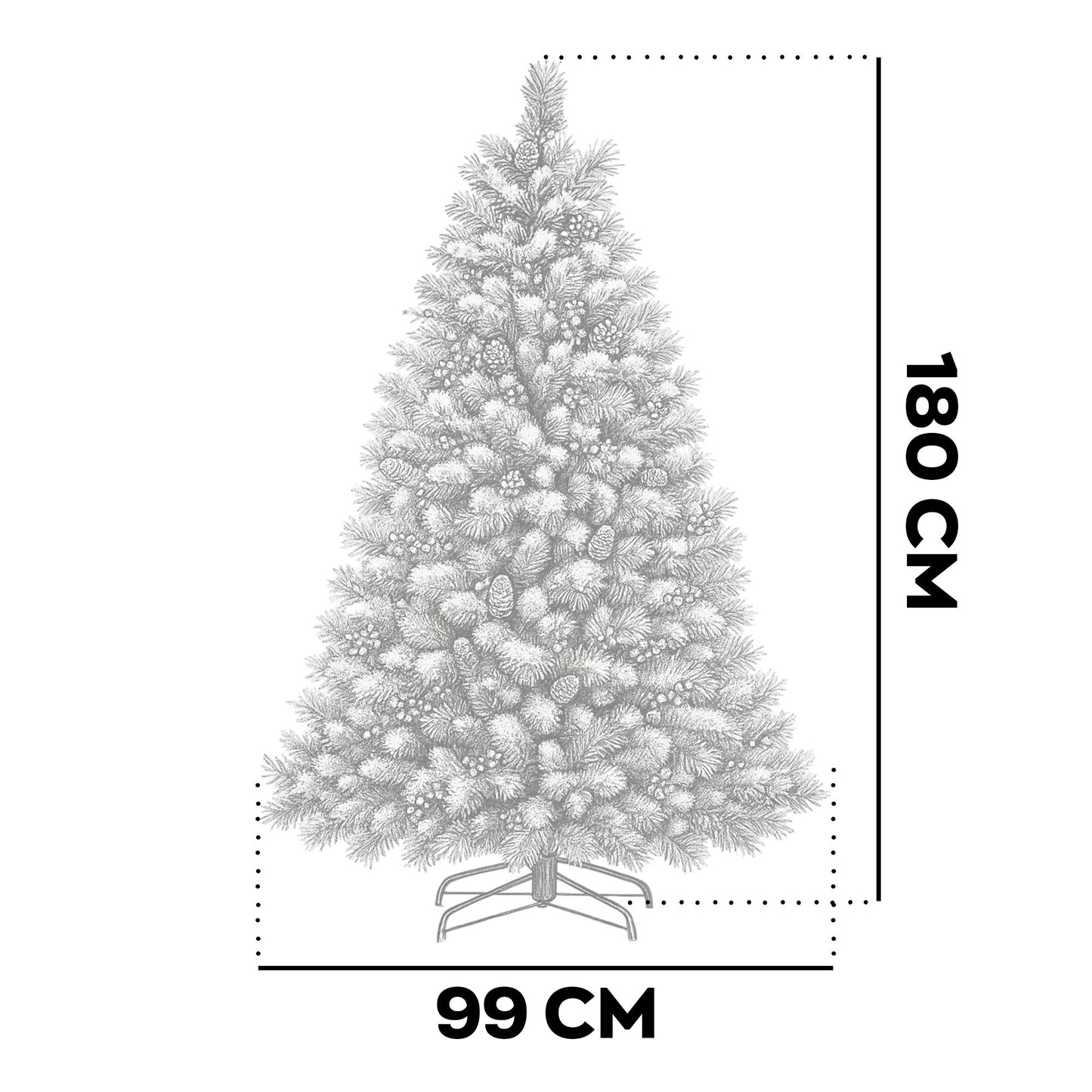 Kerstboom – Kunstkerstboom – Nepspar – Sneeuwboom – Dennenboom – 180 cm Hoog – Brandwerend PVC en PP