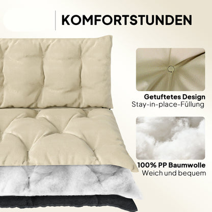 Buitenkussen – Tuinkussen – Sierkussen – Tuinstoelkussen – Bankkussen – Waterafstotend – Polyester Schuim 180x110x8 cm – Beige Zwart