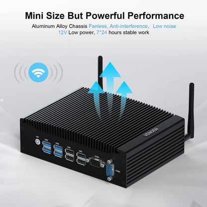 Stil Mini PC i5 WIN11 Pro 12V Fanless PC Industrial Core i5 8250U/8350U, 16GB RAM 512GB SSD, 2x HD 4k Output, 2x RS232 COM, WiFi, 2x Gigabit Lan, Mini Computer Industrieel PC Server, 4G SIM Slot