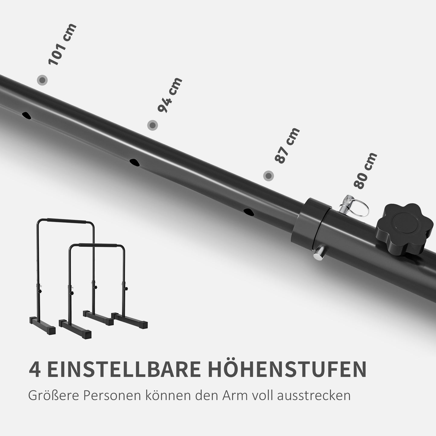 Dipstation – Dip Bars – Krachtstation – Power Tower – Fitnessstation – Verstelbaar 80-105 cm – Stalen Constructie – Maximaal 120 kg Belastbaar