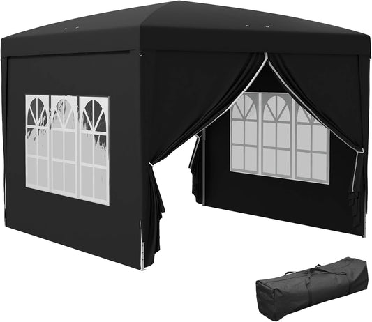 Vouwpaviljoen – Vouwtent – Partytent – Tuinpaviljoen – Biertent – Zwart – 3x3 Meter – Waterafstotend Met UV-Bescherming UV50+