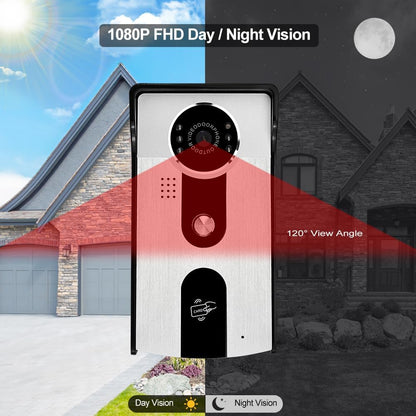 7 ''TFT LCD Bedrade Video Intercom Systeem WiFi Indoor Monitor HD 1080P Outdoor Camera Tuya Bewegingsdetectie Nachtzicht 2-Weg Audio 12 stks Keyfobs Inbegrepen