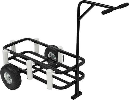 Vistuig Trolley – Viswagen – Viskar – Visspullen Kar – Vistransportwagen – 87 x 37 x 31,5 cm – Draagt Tot 90 kg Met 7 Hengelhouders