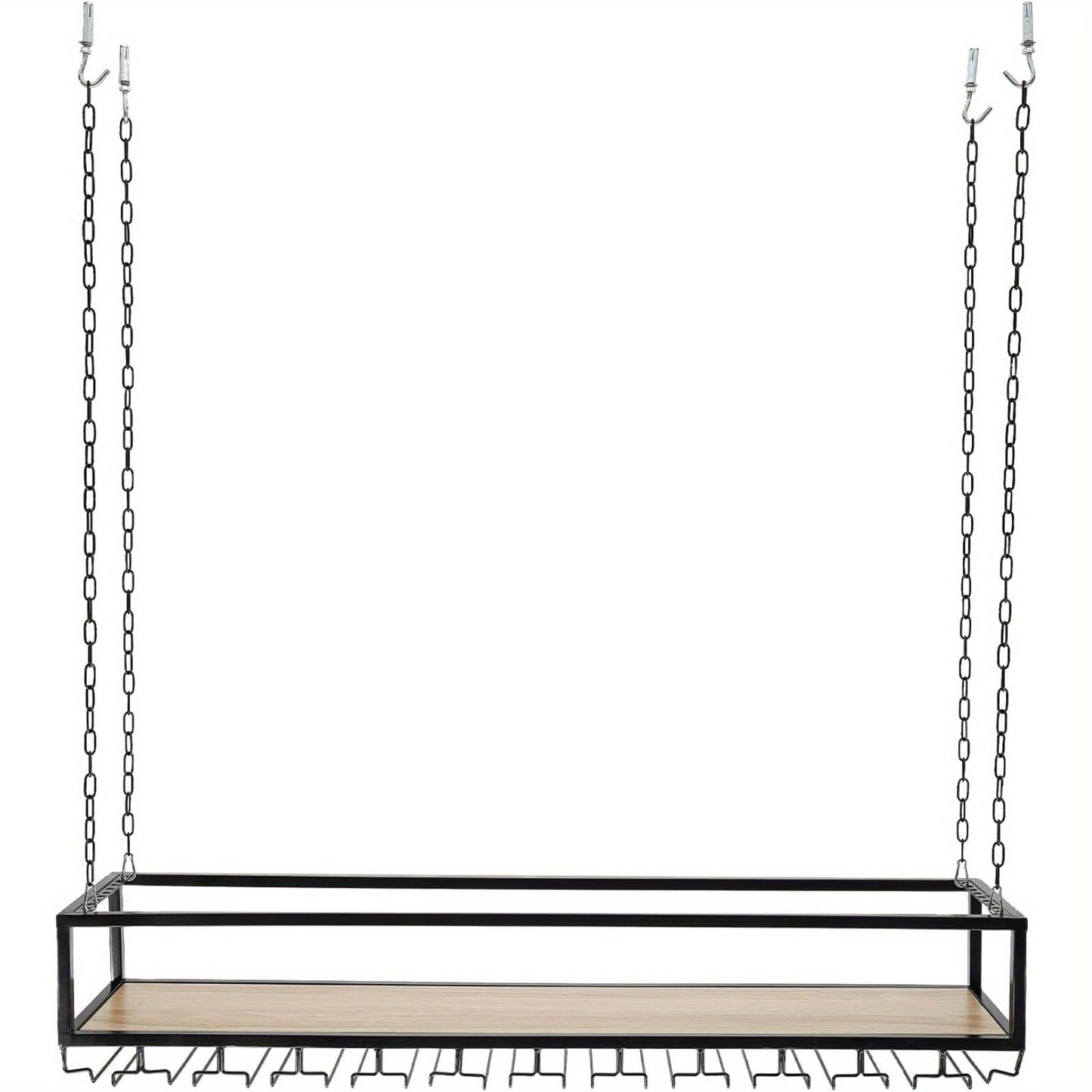 Wijnrek Plafond – Wijnhouder – Glazenrek – Flessenrek – Vintage Wijnsysteem – Verstelbare Hoogte – Zwart Metaal – Capaciteit 34 KG – Inclusief Glashouders